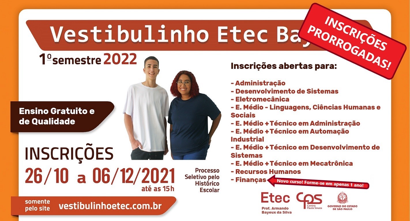 Imagem da página Vestibulinho 1º semestre de 2022: inscrições abertas!