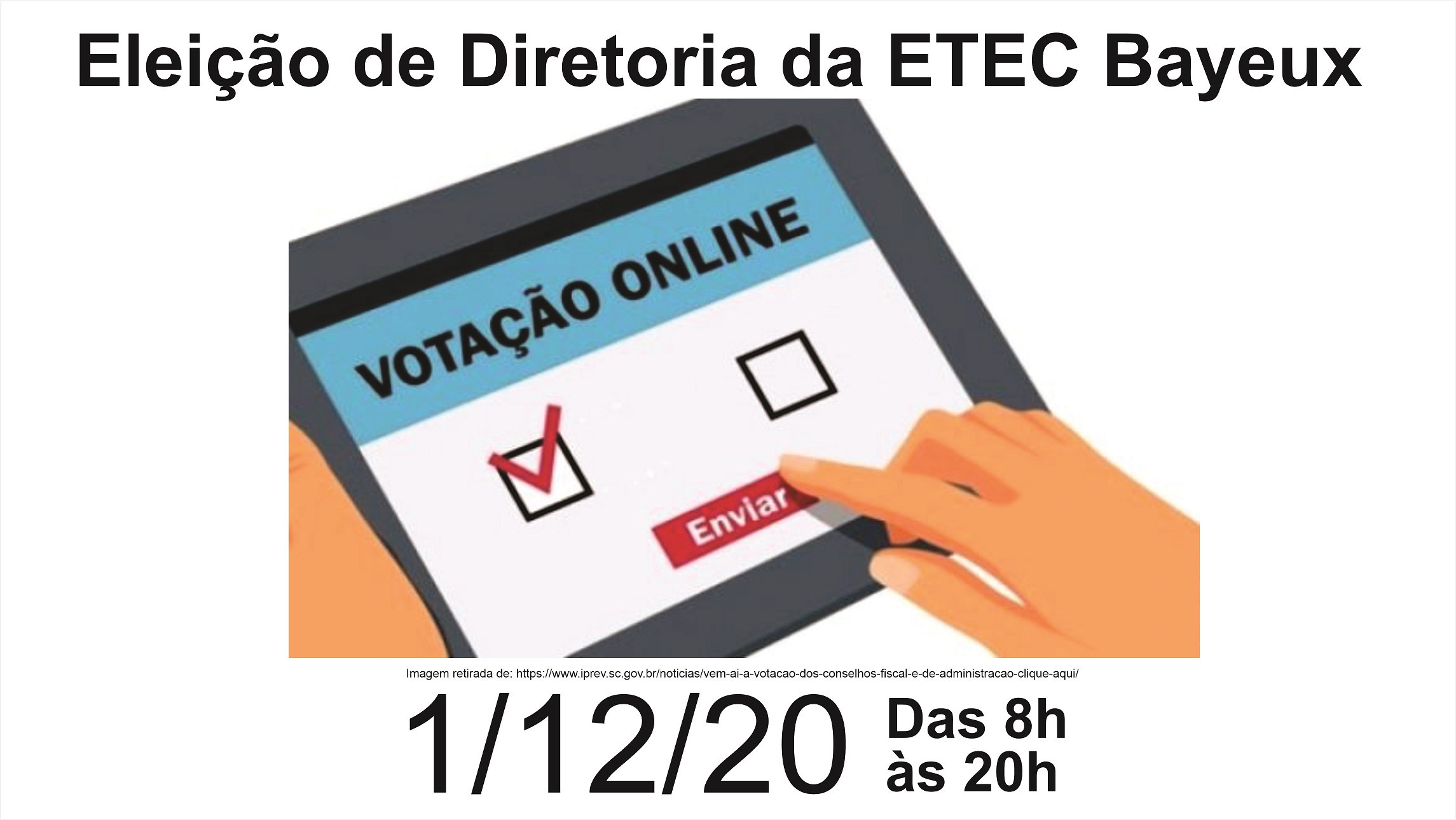 Imagem da página Eleição para direção dia 01/12/2020